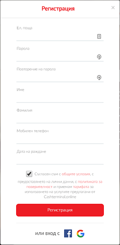 Cashterminal online screen 2